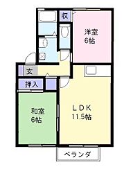 M・Stage 1階2LDKの間取り