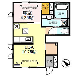 キルシュバウム 1階1LDKの間取り