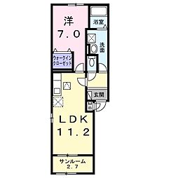 クレール増田 1LDKの間取図画像