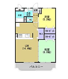 ＧＲＡＮＤＷＥＬＬ 4階2LDKの間取り