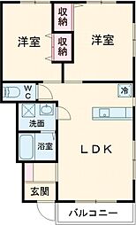 パーチェ・コセA 2LDKの間取図画像