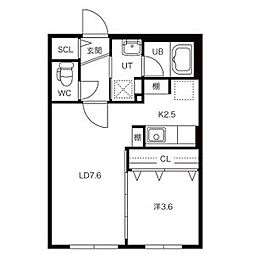 LA・GARE(ラ・ガーレ) 4階1LDKの間取り