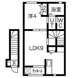 グランシエル2 1LDKの間取図画像