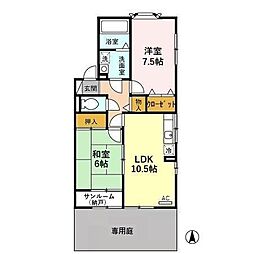 セジュールバン 2LDKの間取図画像