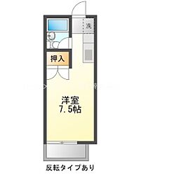 プリンスヒル　Ｂ 2階ワンルームの間取り