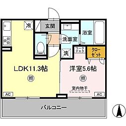 ミル・ルミエール 3階1LDKの間取り