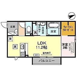 ミレット 1階1LDKの間取り