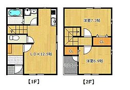 ラコリーヌＤ 1階2LDKの間取り
