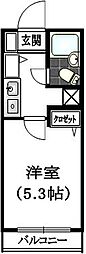 ジョイフル日野第2 2階1Kの間取り