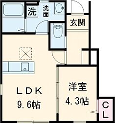 各務原市三井北町3丁目アパート 1LDKの間取図画像