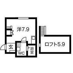 シエスタ桜本町 1Kの間取図画像