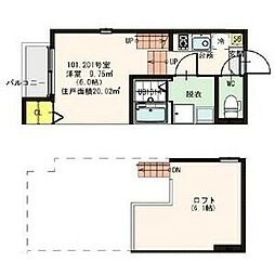 ノースフラワー台原 1Kの間取図画像