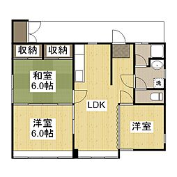 川口マンション 1階3LDKの間取り