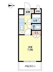 アルウィンコート・亀川 1Kの間取図画像