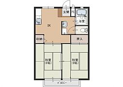 サンシティ寺部B 2DKの間取図画像