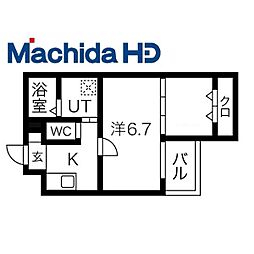 ジーイーシス 2階2Kの間取り