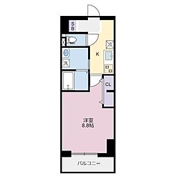 K-クレスト西新町 6階1Kの間取り