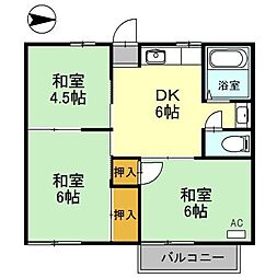 ファミールコーポ高屋6 3DKの間取図画像