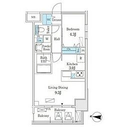 L&Cレジデンス鶴舞公園 1LDKの間取図画像