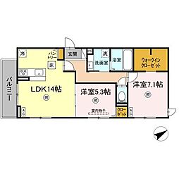 D-Resena浮城 2LDKの間取図画像