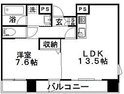 Fullauze 4階1LDKの間取り