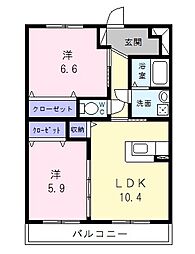 プリマベーラ 3階2LDKの間取り
