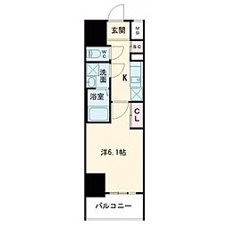 エスリードレジデンス大阪福島SOUTHFLATS 1Kの間取図画像