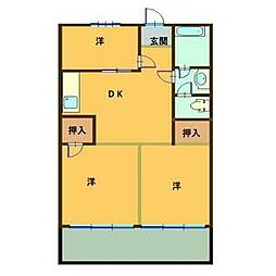 大栄マンション 4階3DKの間取り