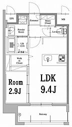 エンクレスト天神LARK 1LDKの間取図画像