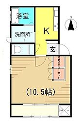 パステリーノ 1Kの間取図画像
