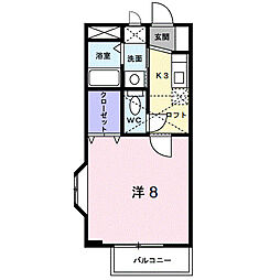 メゾンエクセルＴＳ 2階1Kの間取り