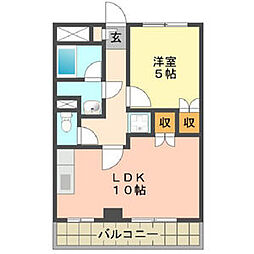 第2中央ビルディング 2階1LDKの間取り