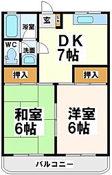 Ｋａｎｏｎ立川西 1階2DKの間取り