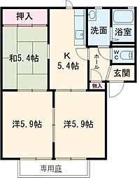 セントラルハイツB 3Kの間取図画像