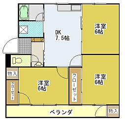 雅泉荘ビル 3DKの間取図画像