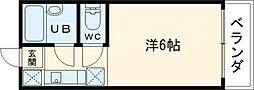 フェリースカベ 2階1Kの間取り