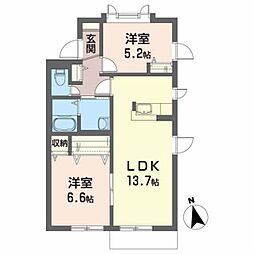 シャーメゾンリバージュA 2LDKの間取図画像
