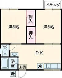 パナシアI 2階2DKの間取り