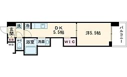 エステムコート名古屋平安通クチュール 13階1DKの間取り