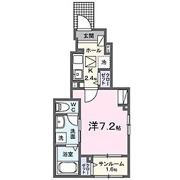 リバティアイランド 1Kの間取図画像