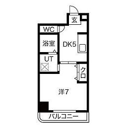 シャトーみずほ 3階1Kの間取り