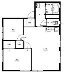 フレグランスこかわ 1階2LDKの間取り
