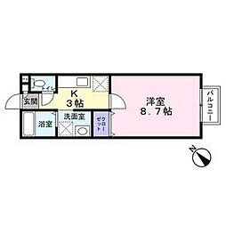 ヴィルボナール 1Kの間取図画像