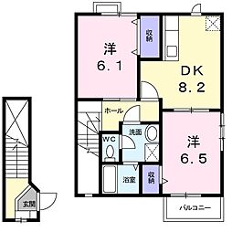 アルカンシエル 2DKの間取図画像