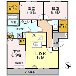 ファミーユスクエアー　A棟 1階3LDKの間取り