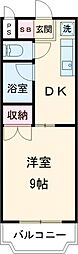 フェリーチェカーサ島崎 4階1DKの間取り