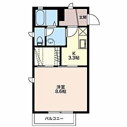 ラフィネ西脇 N 1階1Kの間取り