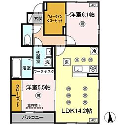 四つ葉原町 2LDKの間取図画像