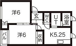 O2NHアディーン 2DKの間取図画像