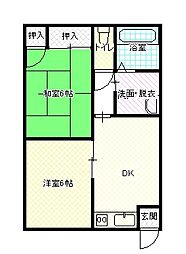 エクセルＫＯＹＯ 2階2DKの間取り